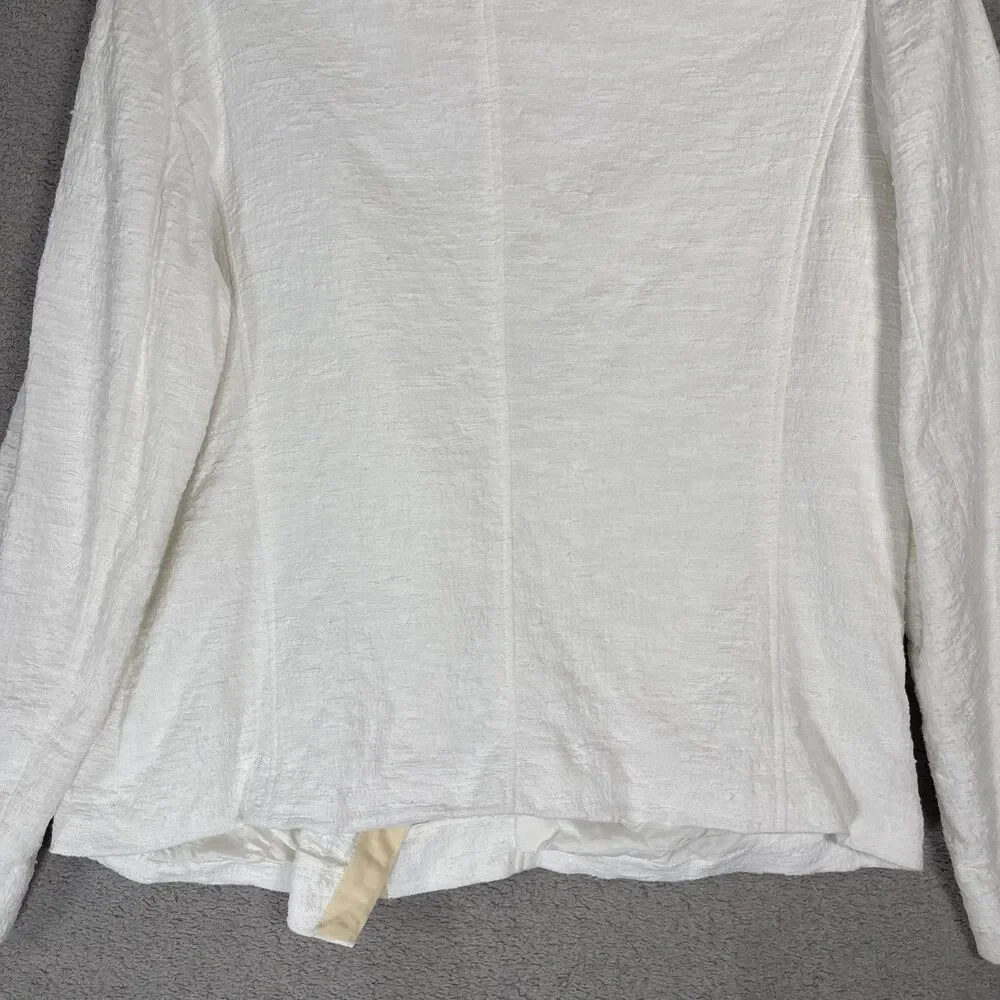 Vince Women’s Size XL Moto Jacket Full Zip‎ Cream Off White Minimalist Textured